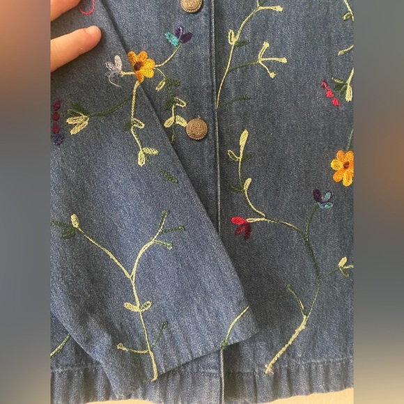 Parisian Works Blue Floral Embroidered Jean Jacket - Picture 9 of 13